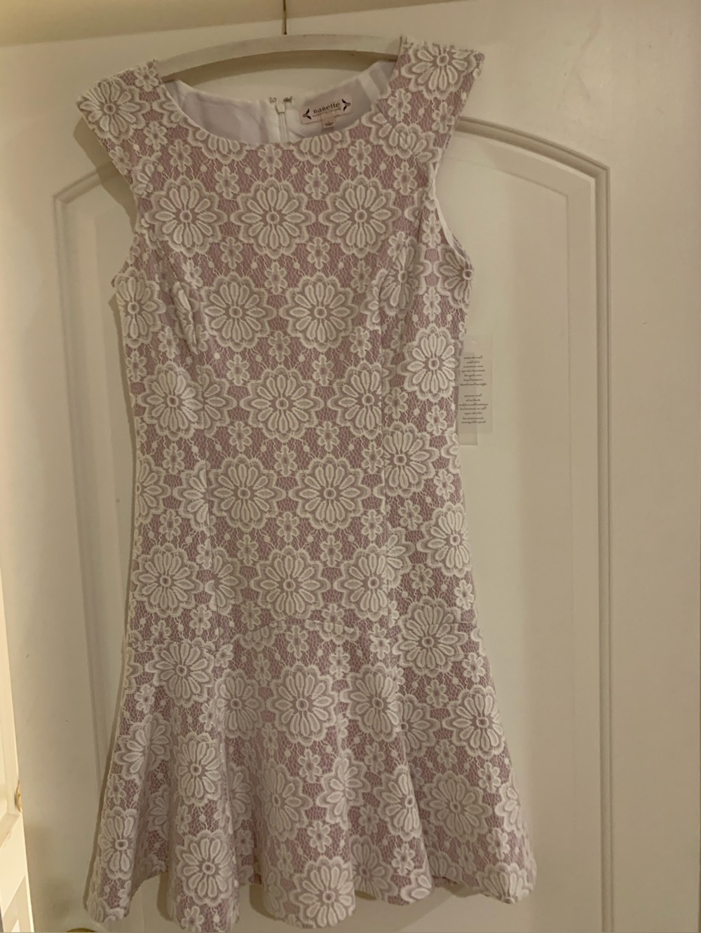 Sleeveless Pink Lace Floral Fit-&-Flare Dress by Nanette LaPore